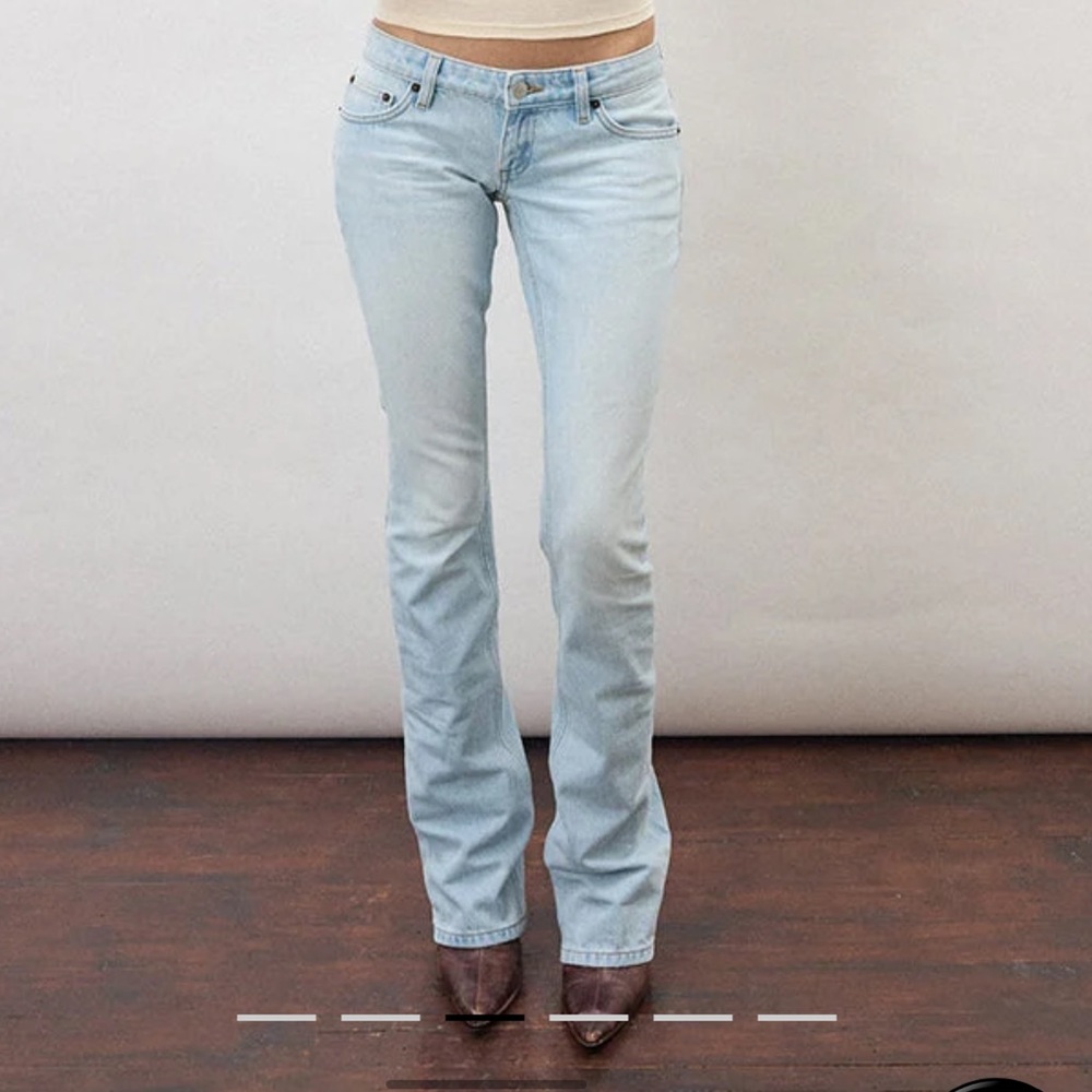 Motel rocks Ultra Low Rise Flare Jean In Sky Blue